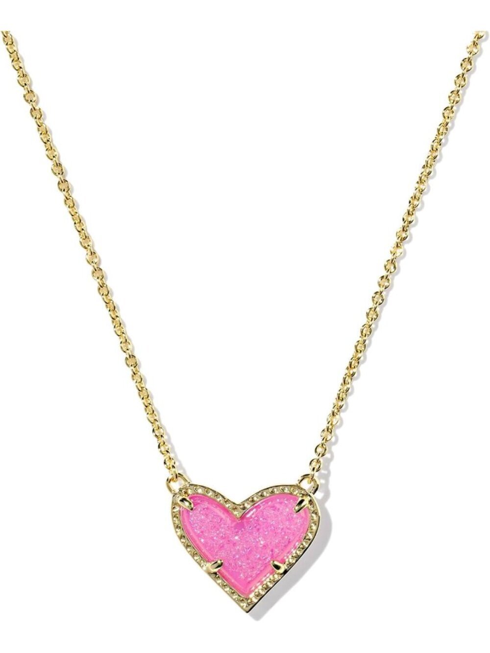 Women's Gold Pink Heart Adjustable Length Fashion Jewellery Pendant Necklace